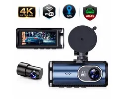 Hayris Dashcam avant et arrière - 4K Dual Lens - Vision nocturne - ADAS - WiFi - GPS - Capteur G - Écran IPS