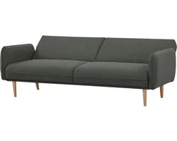 Sleepking - Canapé-lit / Sofa Bed - Adeleine - Vert Foncé Teddy Bouclé - Pieds Design en Bois