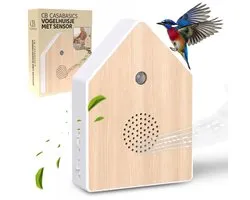 CasaBasics Maison à Oiseaux avec Son - Maison à Sons d'Oiseaux - Détecteur de Mouvement - Capteur - Sons pour Toilette - Incl. Batteries