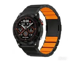 Bracelet magnétique en titane Stravo avec couche intérieure en silicone – Quickfit 26mm pour Garmin Fenix 5x (Plus) / 6x (Pro) / 7x (Pro, Sapphire, Solar) / 8 - 51mm / 3 / Epix Pro Gen 2 - 51mm / Enduro 1/2/3 / Tactix 7 (Pro) – Noir / orange