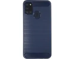 BMAX Carbon soft case hoesje geschikt voor Samsung Galaxy A21s / Soft cover / Telefoonhoesje / Beschermhoesje / Telefoonbescherming - Blauw