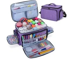Quvo® Boîte de rangement à couture - Boîte à couture - Mallette à couture - Violet - 29cm x 20cm x 20cm