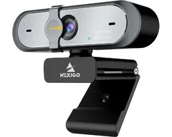 Webcam - Full HD 1080P - AutoFocus - Lichtcorrectie - Twee microfoons - Grijs