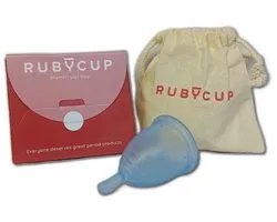 Ruby Cup Menstruatiecup – Herbruikbaar – Medisch Siliconen – 100% Vegan - Duurzaam & Comfortabel - medium - Blauw