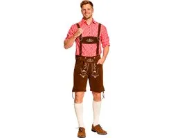 Partyxclusive Lederhose Steinbock met bretels 100% Amara Oktoberfest Heren Lederhosen Man Carnavalskleding Heren - Amara - Donkerbruin - L