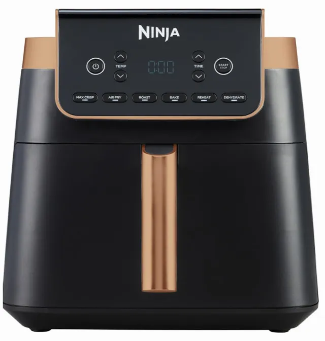 Ninja MAX PRO Heißluftfritteuse, 6,2 l, Ölfrei, Einzelschublade Schwarz/Kupfer
