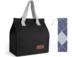 Lunch Bag voor Mannen en Vrouwen - Draagbare Isolatie Cooler Tas - Thermische Levensmiddelen Organizer voor Werk, Buiten, School, Reizen - Zwart