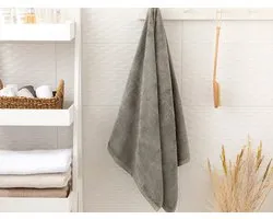 English Home Leafy Bamboo Baddoek - 1 stuk - 70x140 cm - Donker Grijs