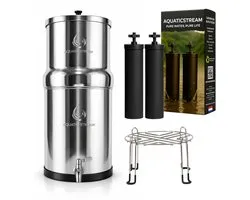 Aquaticstream 8.5L Gravity Filtration System™ | CarbonFlow Black Filters + Stainless Steel Spigot + Standaard (berkey alternatief)
