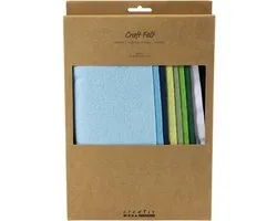 CC Craft felt, A4, sheet 210x297 mm, thickness 2 mm, blue/green harmony, 10 sheet/ 1 pack