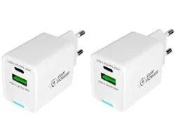 2 stuks OneOne 45W super snellader met 2 poorten. USB C en USB A. GAN Quick Charge lader. PD PPS oplader adapter past op Poco X3 Pro, Poco X5, X5 Pro, Poco X6, X6 Neo, X6 Pro, Poco X7, X7 Pro, Turbo 3, Poco Turbo 4, Poco Pad, Poco M7 Pro, Xiaomi