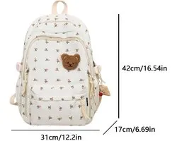 Aesthetic Schooltas Meisjes Grote Rugzak Bloemendruk Voor Tieners Middelbare School