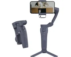 Wuff - Gimbal - Telefoon stabilisator - 3-assige Gimbal met lampje & AI-sensor – Stabilisatie en diverse assen – Gezichts- en objecttracking – Inclusief tripod - 1500 MAH - Batterijduur 5 uur - Gezichtsherkenning - Smartphone Stabilisator - Zwart
