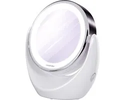Lanaform - LED Mirror - Miroir Maquillage LED Grossissant X10 - Cosmétique Visage Lumineux - Double Face Précision - Rotation 360 Degrés Réglable - Éclairage Halo Uniforme - Salle Bain Épilation Beauté