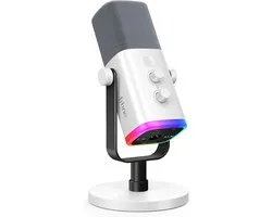 Fifine AM8 - Wit - Microphone de streaming USB RVB avec suppression du bruit - Gaming - Podcast - Convient pour PS5 / PS4 / PC / Windows / iPhone / Android - Bouton Touch Mute - Filtre anti-pop