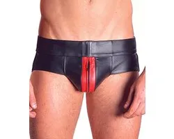 Mister B Rubber Jock Strap Zwart met rode bies - large