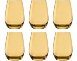 Set van 6 - Waterglazen 465 ml - ELEMENTS - Gekleurde Drinkglazen, amber