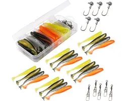 Fish-Xpro Softbait set 36 pièces - Leurres - Shads - Têtes plombées - y compris Tacklebox - Poissons carnassiers - Sandre