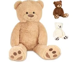 BRUBAKER - Reuze XXL Beige Knuffel Beer - Teddybeer - Pluche - 100cm - Teddybear Groot - Knuffelbeer - Cadeau