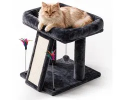 Arbre à chat - Arbre à chat avec lit doux pour chat - Planche à gratter en sisal - Arbre à chat avec plumes et balle de jeu - Meuble à gratter robuste pour chats d'intérieur - Maison pour chat - Conamor
