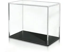 Acryl Display Case - ETB Beschermer - Verzamelobjecten Opslag - Zwarte Museum Basis - 7.88x7x3.9 inch - Zwart