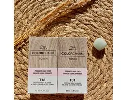 DUOPACK - Wella Color Charm Permanent Liquid Toner - T18 & T81 - Blond cendré le plus clair et blond cendré Intense - Tonique Wella - Tonique capillaire - Blond Platinum - Anti-jaunissement