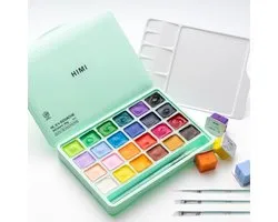 HIMI - Gouache - set van 24 kleuren - 30gr - 3 penselen - Groen