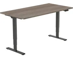 Bureau assis/debout OrangeLabel Eco cadre noir taille 160x80cm. Conforme à la norme NEN EN 527. Comprend une feuille de chêne Robson .