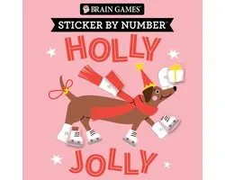 Brain Games - Sticker by Number- Brain Games - Sticker by Number Compact Edition: Holly Jolly 7x7 Inches Christmas Stocking Stuffer, Travel Size Activity Book for Adults & Kids 7+