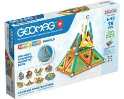 GEOMAG CLASSIC, SUPERCOLOR PANELS 78 stuks, magnetische constructie, educatieve spelletjes, speelgoed voor kinderen van 5 jaar, GMS03