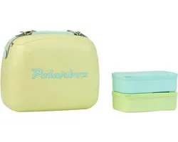Retro Koelbox 6L met 2 Lunchboxen - Vintage Koelbox voor Picknick, Strand, Camping & Lunchbox – Lime Green - Sky Blue Polarbox.
