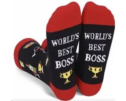 SilverAndCoco - Best Boss Sokken / Gekke Vrolijke Foute Kleding / Leuke Grappige Dikke Warme Vrouw Man Socks / Verjaardag Geschenk accessoires Sok Outfit Katoen / Vrouwen Mannen Sinterklaas Schoen Kerst Cadeau met Tekst - Beste Baas / Bazin