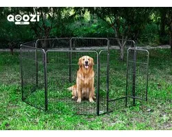 Parc pour chiens Qoozi Pet – Enclos à 8 panneaux / Parc pour chiots – Panneaux de 80 x 100 cm – Extra haut – Structure métallique robuste – Pliable et extensible – 18,15 kg – Usage intérieur et extérieur – QZ1121533