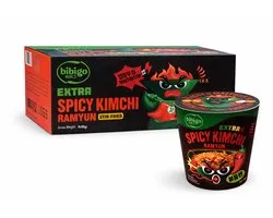 Bibigo Instant Noodles Noedels Kimchi Ramyun Extra Spicy 8 x 98 GR