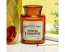 Gentlemens Hardware Bougie Parfumée - Verveine & Eucayptus - Bougie Parfumée dans un Pot de Pharmacie en Verres