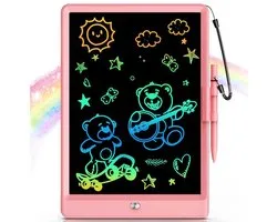 Funlab Tekentablet voor Kinderen - 10 Inch - Met Stickervel - Tekenbord met LCD Scherm - Teken Tablet Kids - Grafische Tablet - Leren Tekenen - Roze