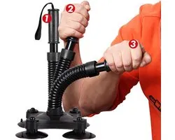 Zwart licht (35-40LB) - Anchored Power Twister - Arm Press Trainer Exerciser - Armworstelen Weerstand Spring Bar Exerciser voor Biceps, Onderarmen, Schouders, Borst (Zuigt alleen om glad, geaard oppervlak te maken)