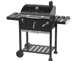 KitchenBrothers Charbon de bois BBQ - Smoker Barbecue - Grille à charbon réglable - Surface de grill 42x57cm - Panneaux latéraux - Zwart