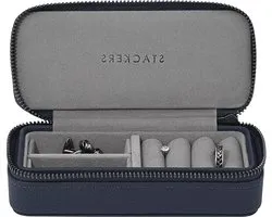 Navy Blue Medium Zipper Jewelry Box for Men - Stackers