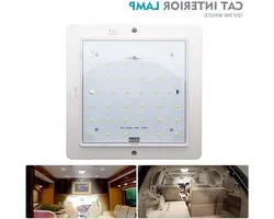 Riloer 12V 9W auto LED-binnendaklamp, witte verlichting Ultradunne spotlicht vierkante leeslamp, universeel voor bestelwagens, aanhangwagens, caravans, vrachtwagens, autolaarzen