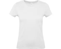 Set van 2x stuks wit basic t-shirts voor dames met ronde hals - katoen - 145 grams - witte shirts / kleding, maat: M (38)