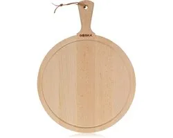Boska Serveerplank Rond Amigo L - Borrelplank met Handgreep - Rustiek Beukenhout - Bruin - Ø 33 cm