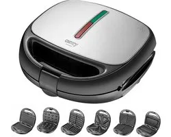 Appareil à Sandwich Appareil de cuisson multifonctionnel 6 plaques interchangeables Grille-pain à Sandwich électrique Gril à contact Plaque à gaufres 1200 W max.