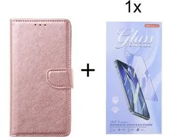 OnePlus 8T / OnePlus 8T 5G - Bookcase Rose Goud - étui portefeuille avec 1 protection d'écran en Glas