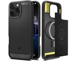 Spigen Rugged Armor MagFit - Hoesje Geschikt voor Apple iPhone 16 Pro - Back Cover Compatibel met MagSafe - Air Cushion - Zwart
