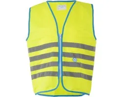 Wowow Veiligheidshesje kind met rits EN 1150 - Fun Fietsjas  - Maat M  - Unisex - geel/blauw/zilver