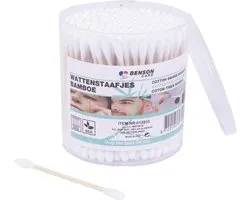 Cotons-tiges en Bamboe Benson - 7,5 cm. - dans une boîte en plastique - 200 pièces