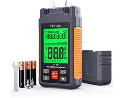 TopTes TS630 Moisture Tester, Fast Operation, Wood Content, Heating and Wall Construction, Large Tri-Colour Backlit - ShopVlot