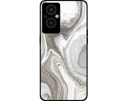 Smartphonica Coque pour Oppo Reno8 Lite avec Impression Marbre - Coque Arrière en TPU Design Marbre - Argent pour Oppo Reno8 Lite