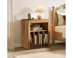 Étagère à disques Little Tree style maison de campagne industrielle - 60 x 40 x 70 cm - Bois avec 4 compartiments inférieurs - Plateau supérieur robuste pour équipement audio - Multifonctionnel comme table d'appoint
